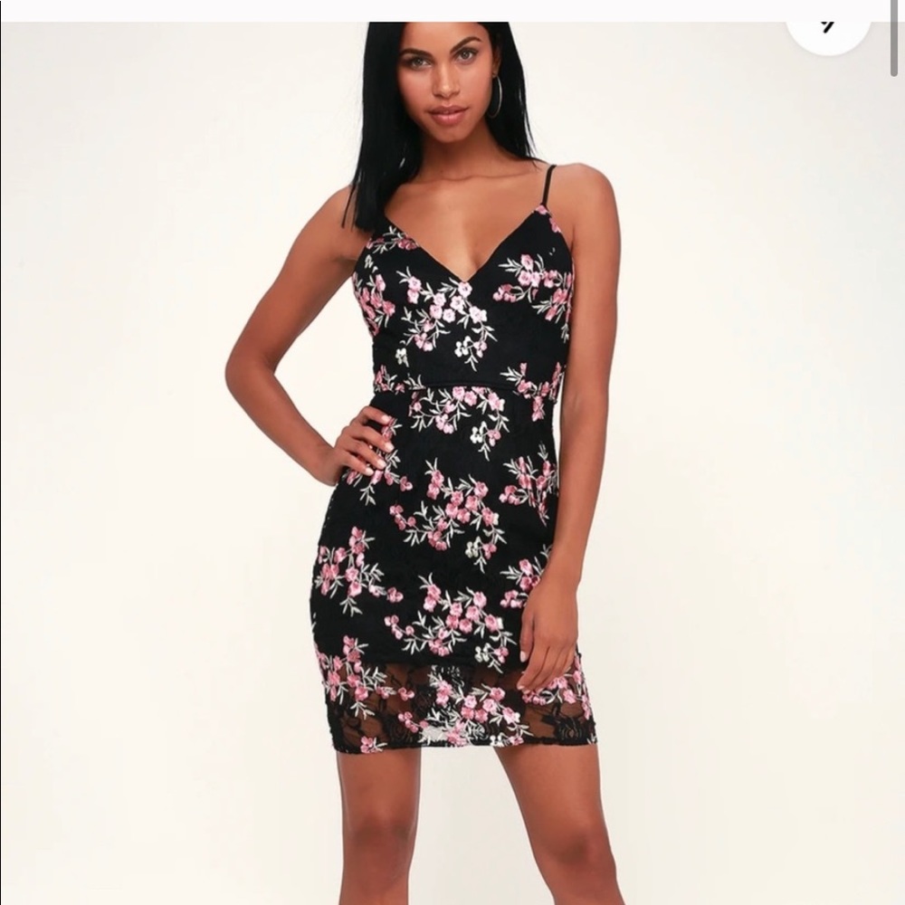 Fondest memories black lace floral dress